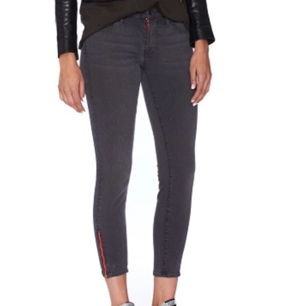 Dark Ash Signature Skinny Jeans with Red Zipper